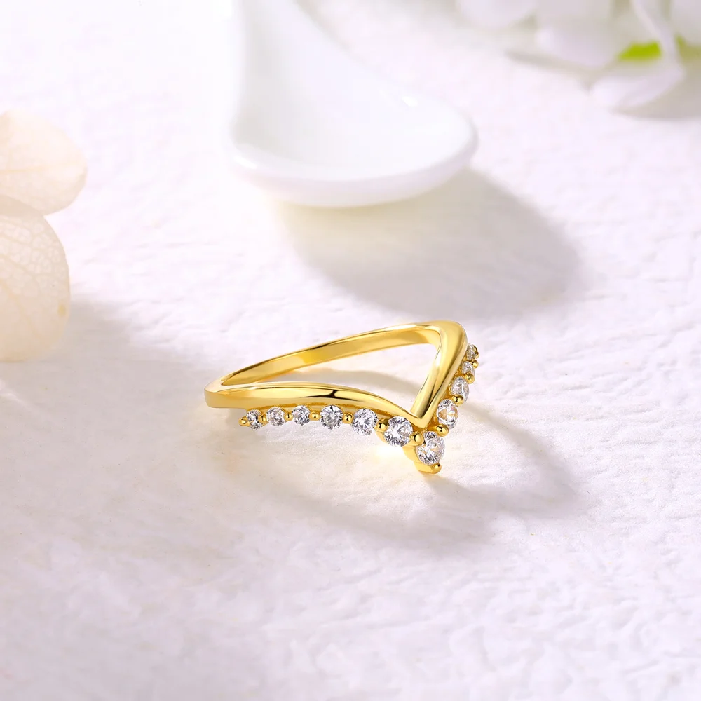 Round Cut Diamond White Sterling Silver Yellow Gold Wedding Ring