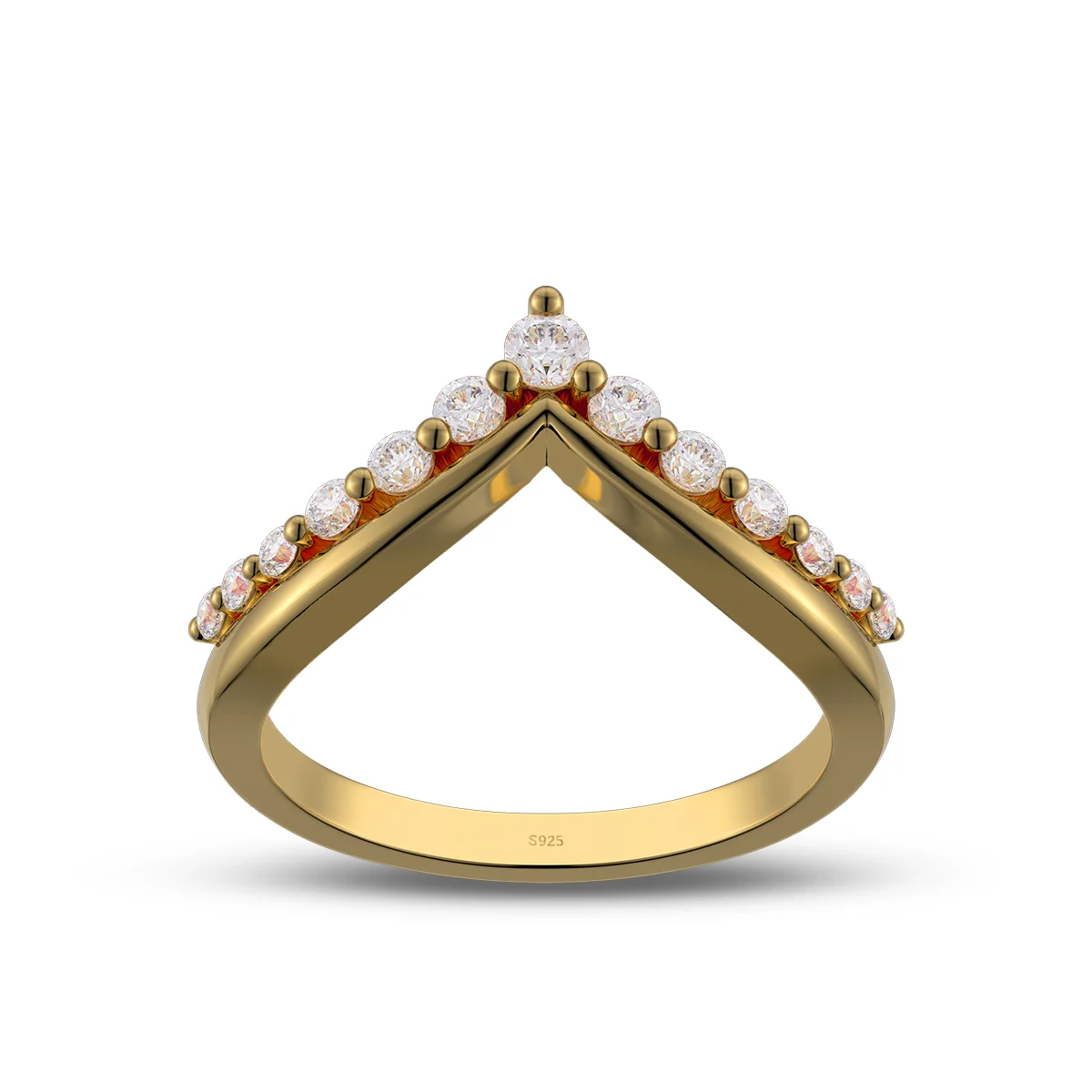 Round Cut Diamond White Sterling Silver Yellow Gold Wedding Ring