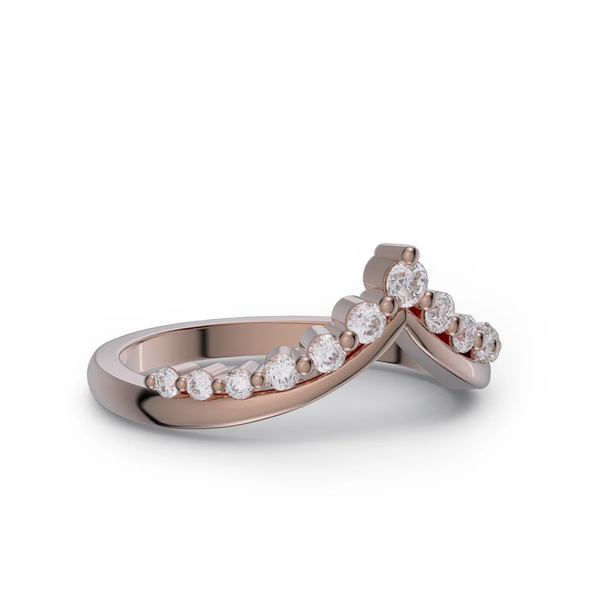 Round Cut Diamond White Sterling Silver Rose Gold Wedding Ring