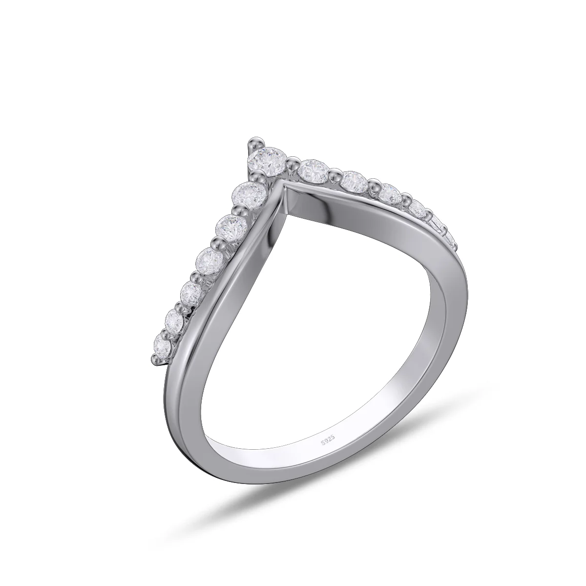 Round Cut Diamond White Sterling Silver Wedding Ring