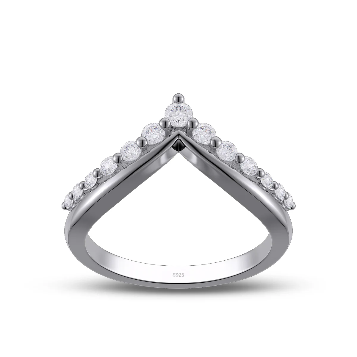 Round Cut Diamond White Sterling Silver Wedding Ring