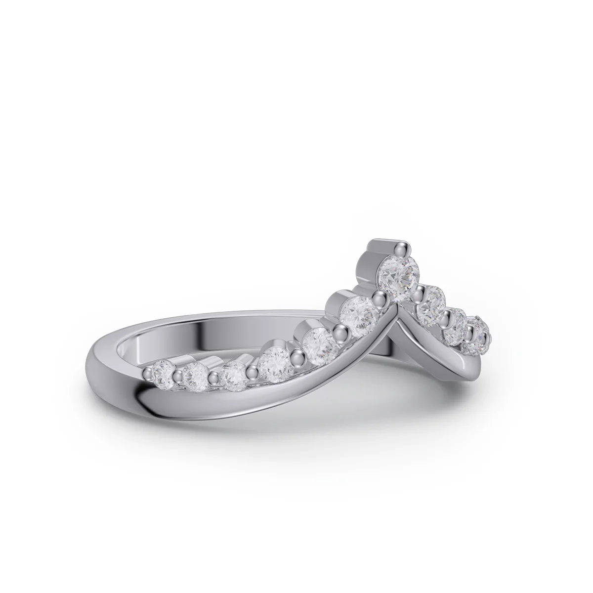 Round Cut Diamond White Sterling Silver Wedding Ring