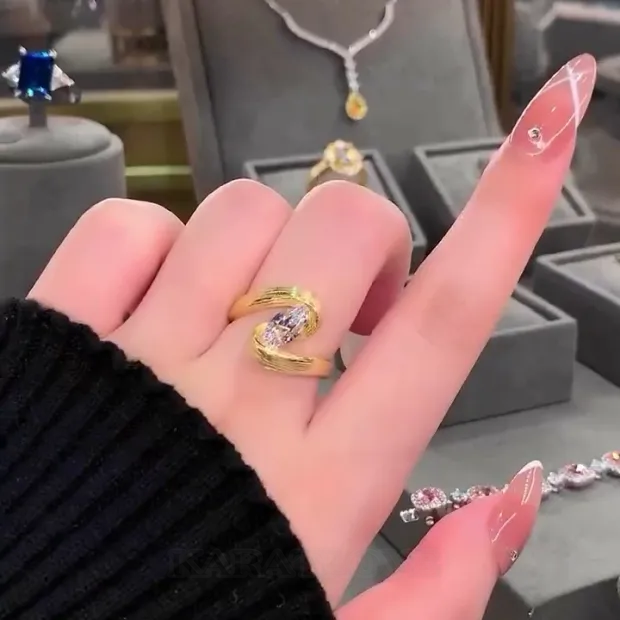 Marquise Cut Diamond White Yellow Gold 925 Sterling Silver Engagement Ring