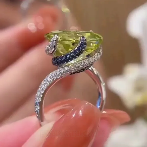 Asscher Cut Peridot Green Art Deco 925 Sterling Silver Engagement Ring