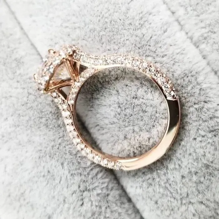 Oval Cut Diamond White 925 Sterling Silver Rose Gold Engagement Ring