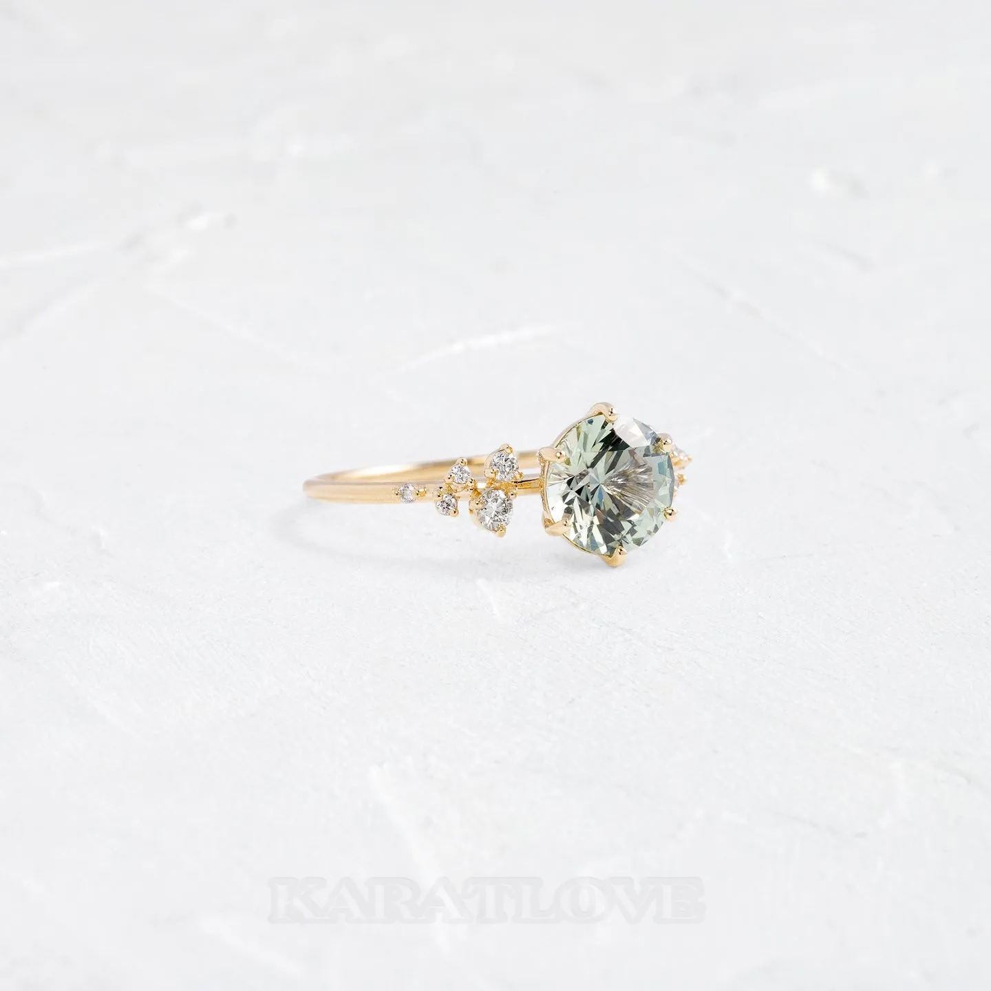 Round Cut Peridot Green 925 Sterling Silver Yellow Gold Classic Engagement Ring