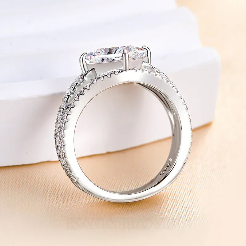 Princess Cut Diamond White Sterling Silver Engagement Ring
