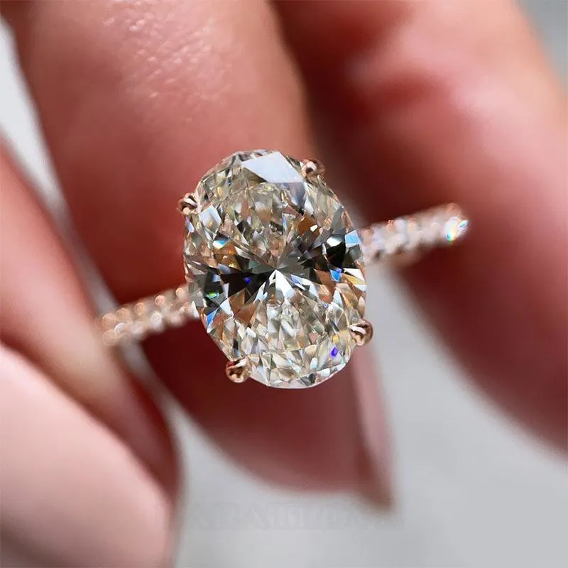 Oval Cut Diamond White Sterling Silver Engagement Ring