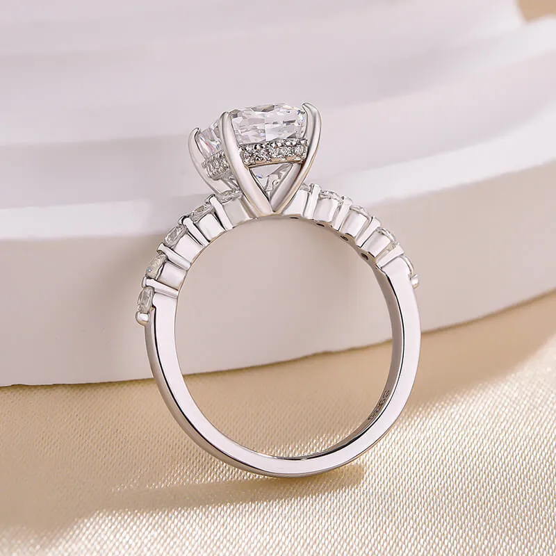 Cushion Cut Diamond White Sterling Silver Halo Engagement Ring