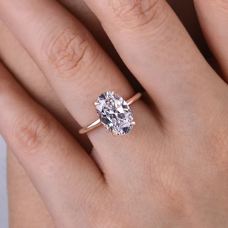 Oval Cut Diamond White Sterling Silver Engagement Ring