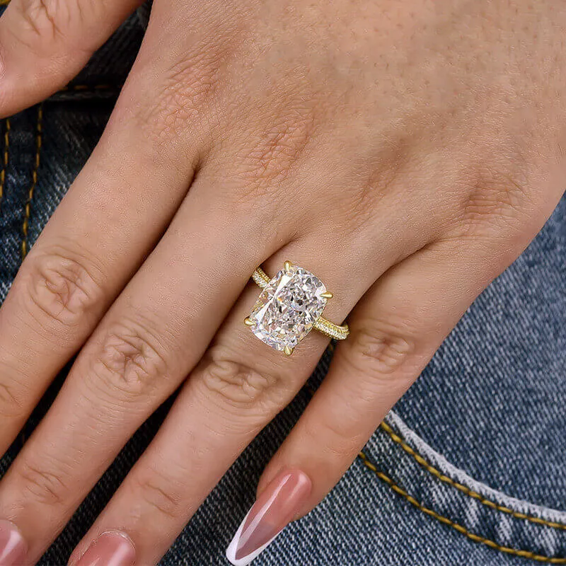 Cushion Cut Diamond White Sterling Silver Engagement Ring