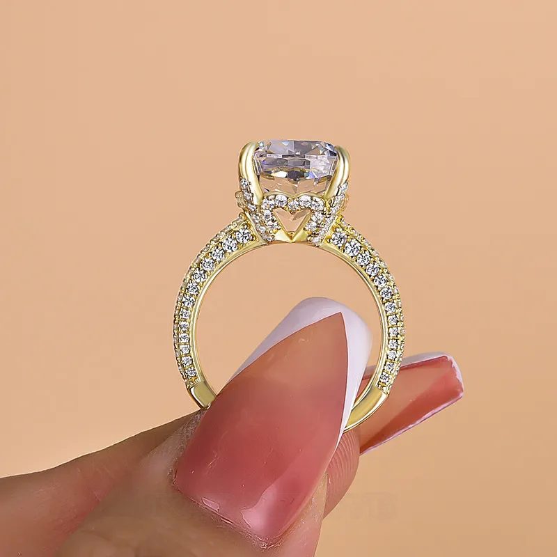Cushion Cut Diamond White Sterling Silver Engagement Ring