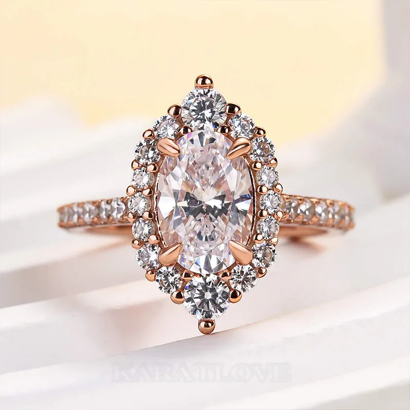 Oval Cut Diamond White Sterling Silver Halo Engagement Ring