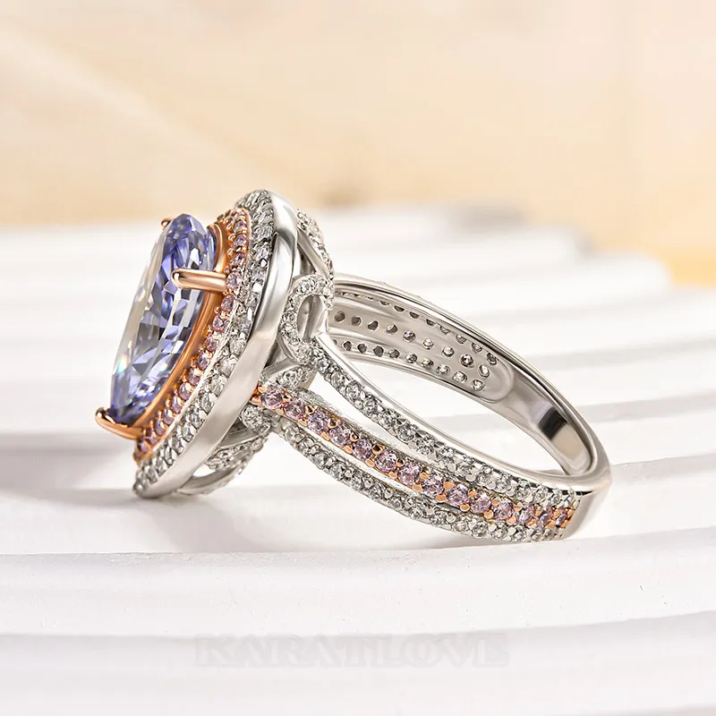 Pear Cut Aquamarine Blue Sterling Silver Double Halo Engagement Ring