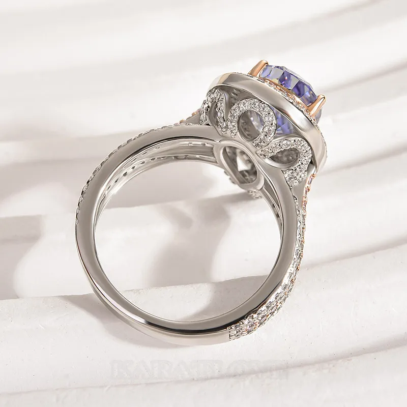 Pear Cut Aquamarine Blue Sterling Silver Double Halo Engagement Ring