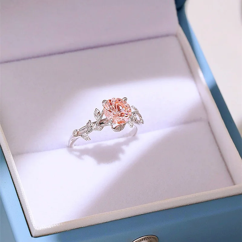 Round Cut Fancy Pink 925 Sterling Silver Classic Engagement Ring