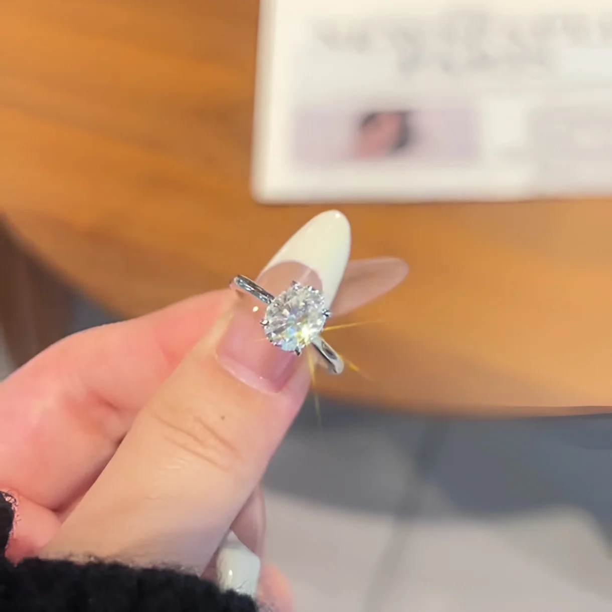 Oval Cut Diamond White Sterling Silver Hidden Halo Engagement Ring