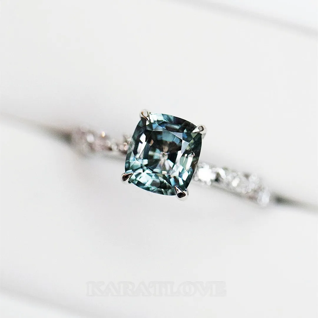 Radiant Cut Aquamarine Blue 925 Sterling Silver Engagement Ring