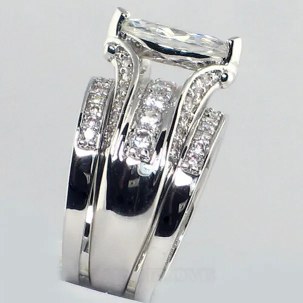 Marquise Cut Diamond White 3-piece Bridal Sets in 925 Sterling Silver