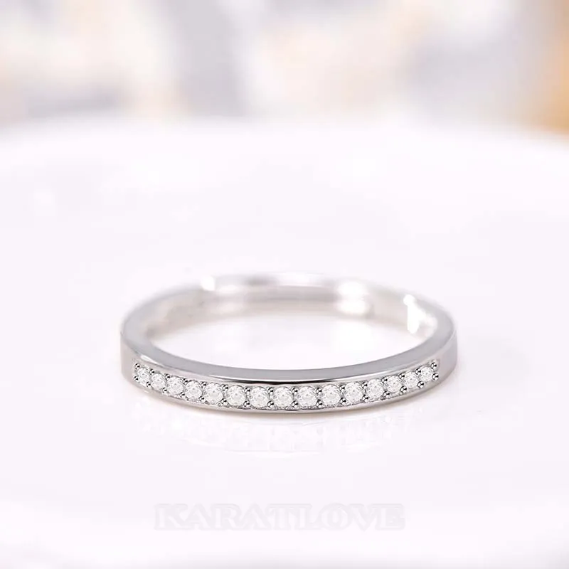Round Diamond White Sterling Silver Couple Rings