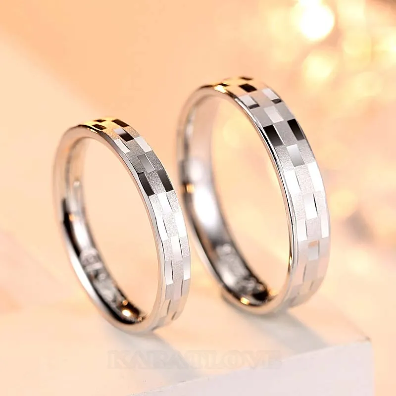 Scrub Sterling Silver Couple Rings
