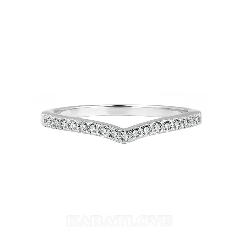 Round Cut Moissanite Diamond White 925 Sterling Silver Wedding Band