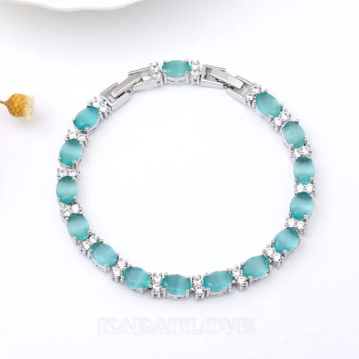 Cyan Crystal 7" Bracelet