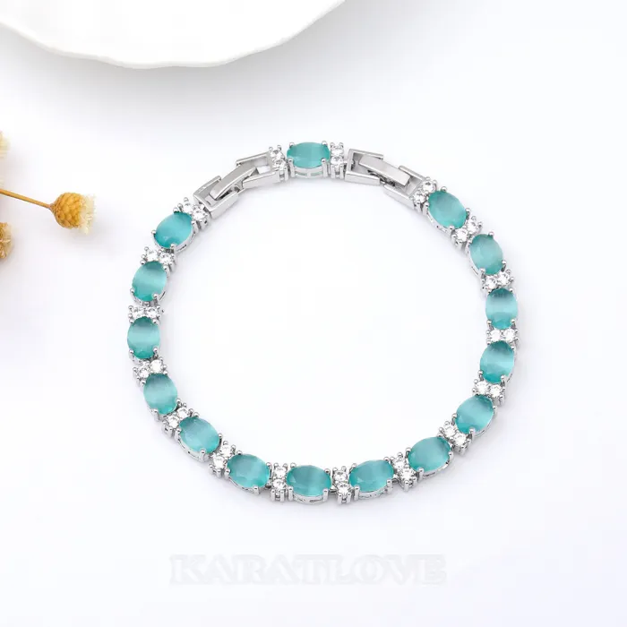 Cyan Crystal 7" Bracelet