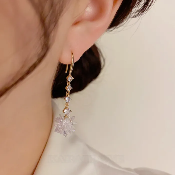Crystal Yellow Gold Drop Earrings Crystal Yellow Gold Drop Earrings