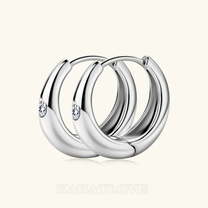 Diamond White 925 Sterling Silver Hoops Earrings