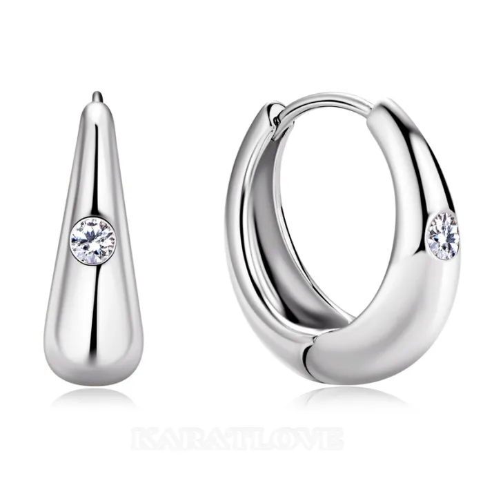 Diamond White 925 Sterling Silver Hoops Earrings