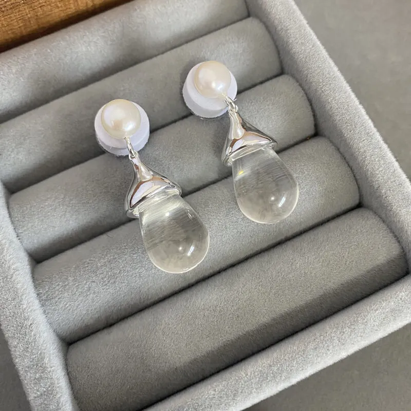 Crystal Quartz Drop Earrings