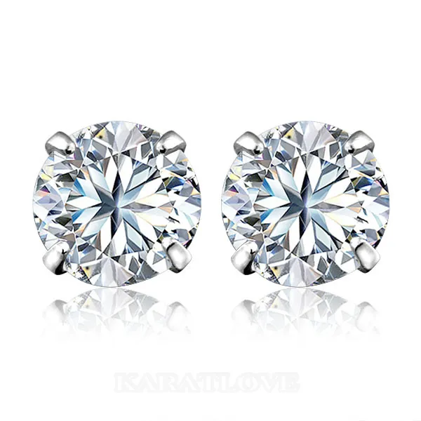 Diamond White 8mm Stud Earrings in Sterling Silver