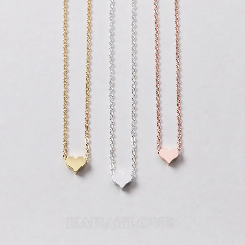 Minimalist Tiny Heart Silver/Gold/Rose Gold Titanium Heart Necklace