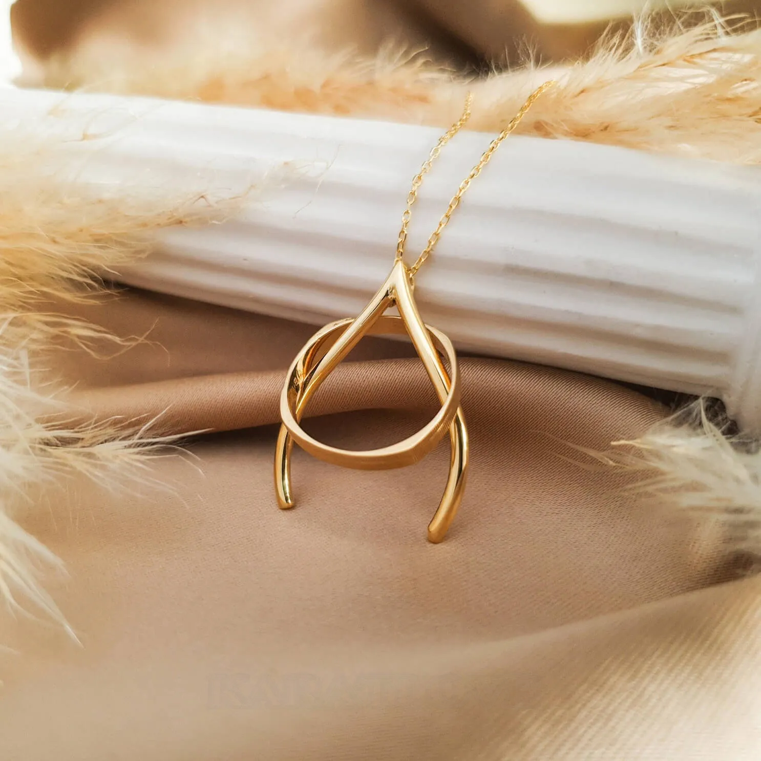 Good Luck Ring Keeper Ring Holder Wishbone Pendant Necklace Good Luck Ring Keeper Ring Holder Wishbone Pendant Necklace