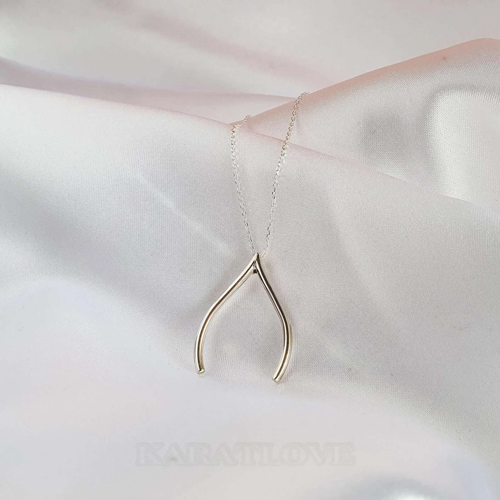 Good Luck Ring Keeper Ring Holder Wishbone Pendant Necklace