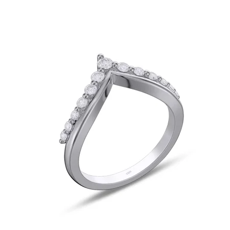 Round Cut Diamond White Sterling Silver Wedding Ring