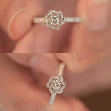 Round Cut Diamond White Halo Engagement Ring in 925 Sterling Silver