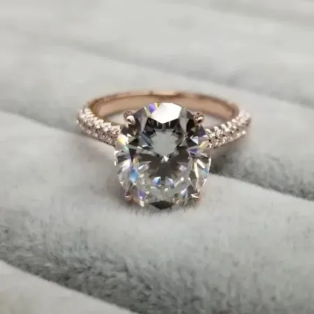 Oval Cut Diamond White 925 Sterling Silver Rose Gold Engagement Ring