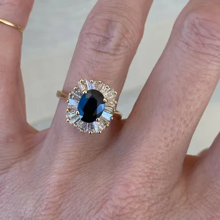 Oval Cut Fancy Black 925 Sterling Silver Yellow Gold Halo Art Deco Engagement Ring