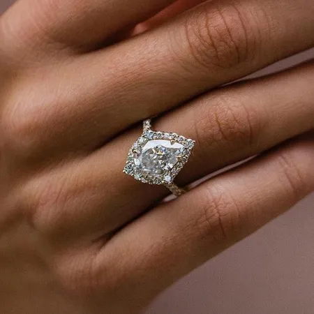 Pear Cut Diamond White Sterling Silver Halo Engagement Ring