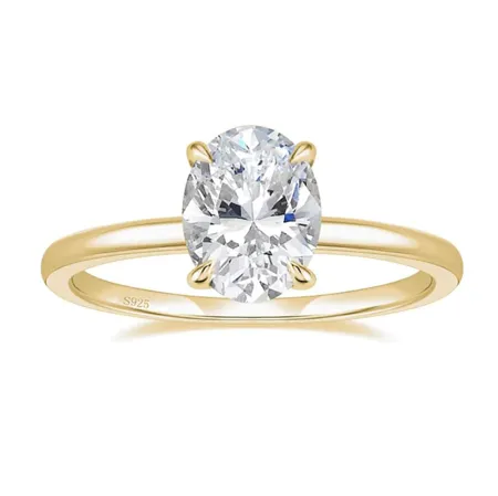 Oval Cut Diamond White Sterling Silver Solitaire Engagement Ring