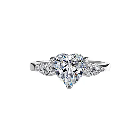 Heart Cut Moissanite Diamond White 925 Sterling Silver 3-Stone Engagement Ring