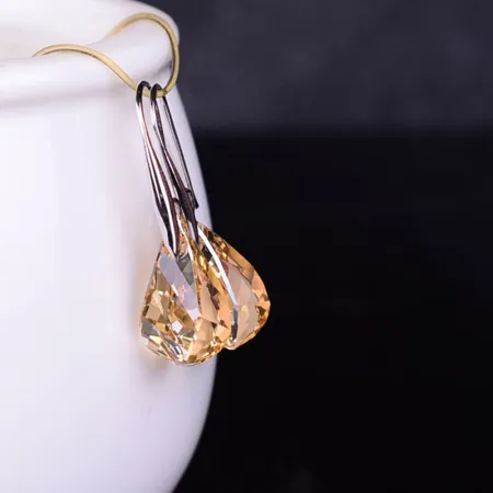 Orange Crystal Drop Earrings