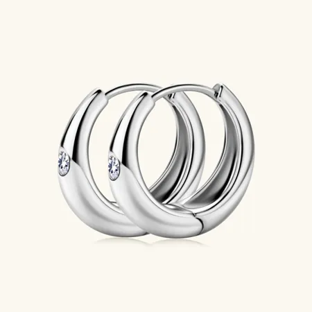 Diamond White 925 Sterling Silver Hoops Earrings