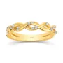 Round Cut Diamond White Sterling Silver Twisted Yellow Gold Wedding Ring