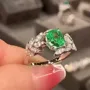Radiant Cut Emerald Green Art Deco Engagement Ring in 925 Sterling Silver