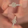 Round Cut Diamond White Halo Engagement Ring in 925 Sterling Silver