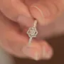 Round Cut Diamond White Halo Engagement Ring in 925 Sterling Silver
