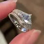 Princess Cut Diamond White 925 Sterling Silver Art Deco Engagement Ring